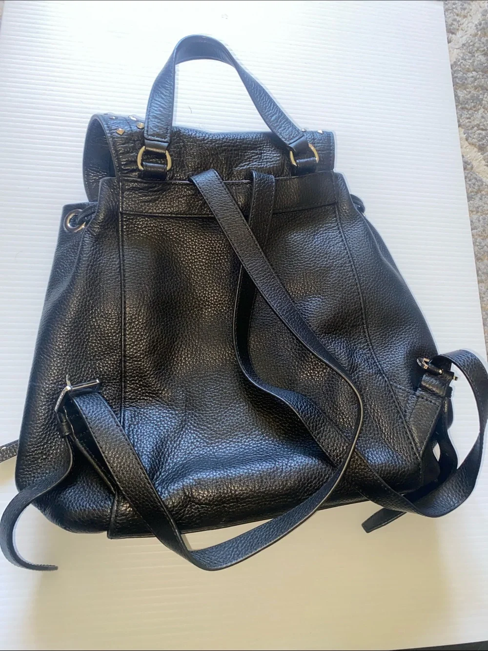 Michael Kors Riley Black Pebbled Leather Studded Backpack. - Picture 5 of 14